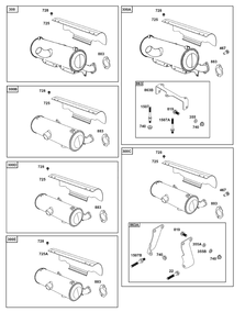 Center Outlet Mufflers Diagram and Parts List for 541477-2242-J1(54-61) 400000 - 699999 Briggs and Stratton Engine